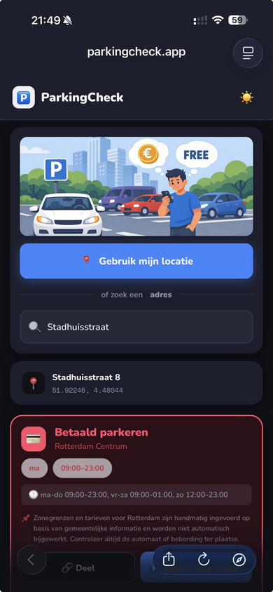 ParkingCheck app screenshot